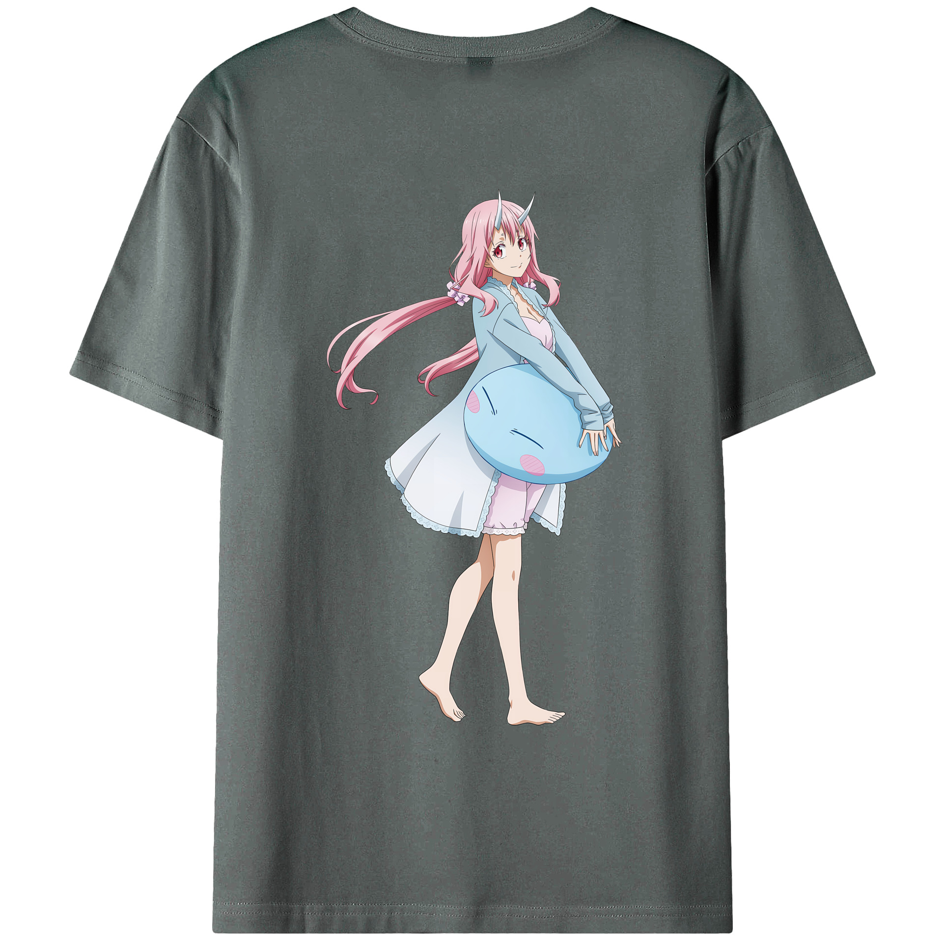 （画像用） 転スラ Regarding Reincarnated to Slime 綿100％ メンズ半袖Tシャツ（バックプリント） 通気性